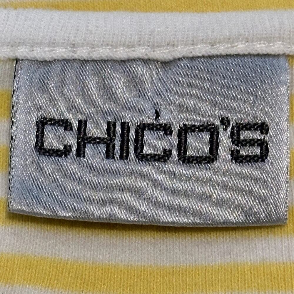 Chico's Women Sz Large Costal Button Front Boat Neck Detail Stripped Cotton Top - Picture 5 of 9